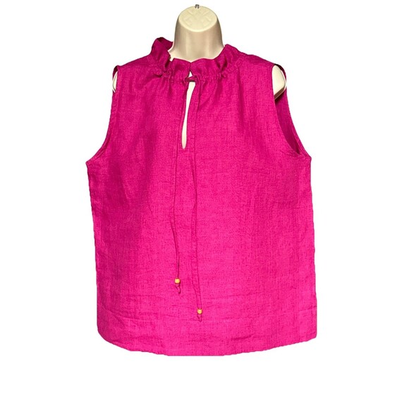 Ann Mashburn Size Large Split Neck Pink Sleeveless 100% Linen Blouse - Picture 11 of 11